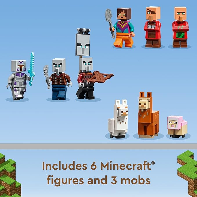 LEGO Minecraft The Llama Village Farm House Toy Building Set 21188 Minecraft Gift Idea for Kids Boys Girls Age 9+ Years Old Create a Minecraft Village with 6 Customizable Buildings and Minifigures