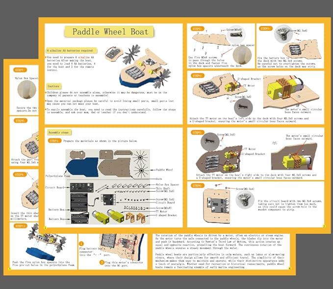 RC Boat Building Kit for Kids Ages 8-12 Paddle Boat STEM Science Kit for Boys &amp Girls