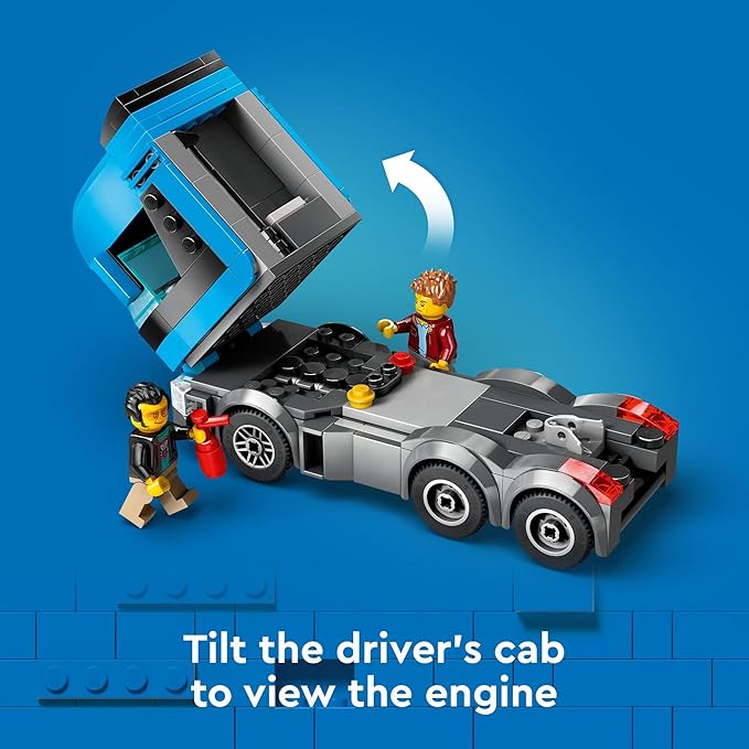 LEGO City Car Transporter Truck with Sports Cars Building Toy Set - Semi Truck Toy with Carrier &amp Trailer for Boys &amp Girls Ages 7+ - Gift Idea for Kids - 60408