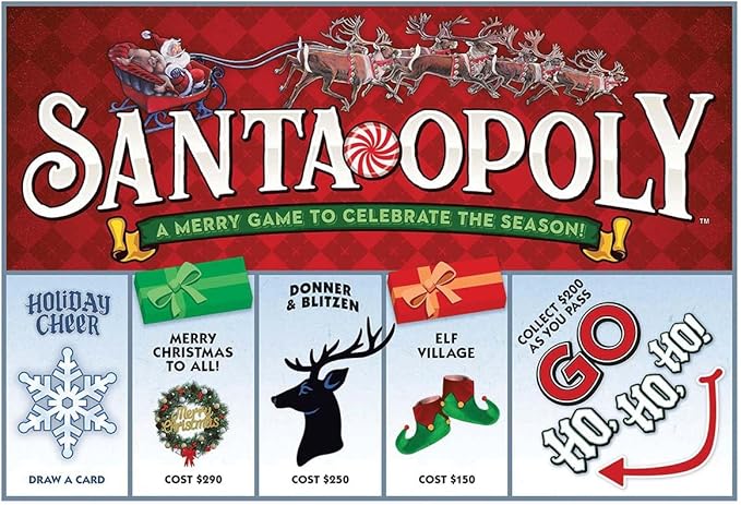 Santa-Opoly Board Game – A Merry Property Trading Game to Celebrate The Season – for 2 to 6 Players Ages 8 and up