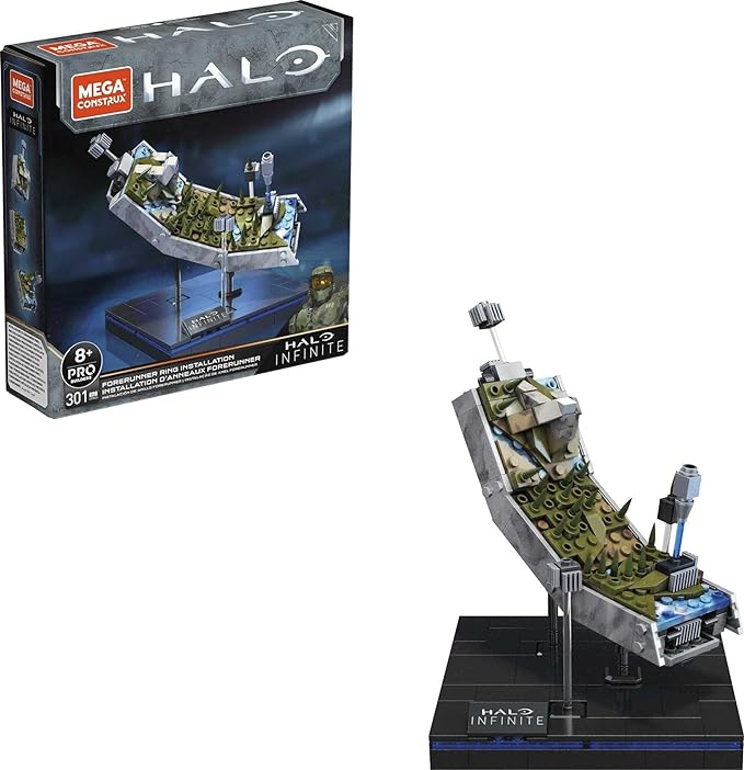 MEGA Halo Infinite Toy Building Set Forerunner Ring Installation with 301 Pieces and Accessories 5 Inches Tall for Collectors