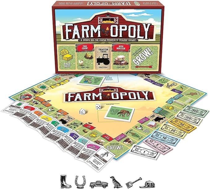 Farm-Opoly Board Game – A Down-on-The-Farm Property Trading Game! – for 2 to 6 Players Ages 8 and up