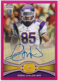 Greg Childs 2012 Topps Chrome Pink Refractor Rookie Autograph #41 - 35/75 - Minnesota Vikings On Card