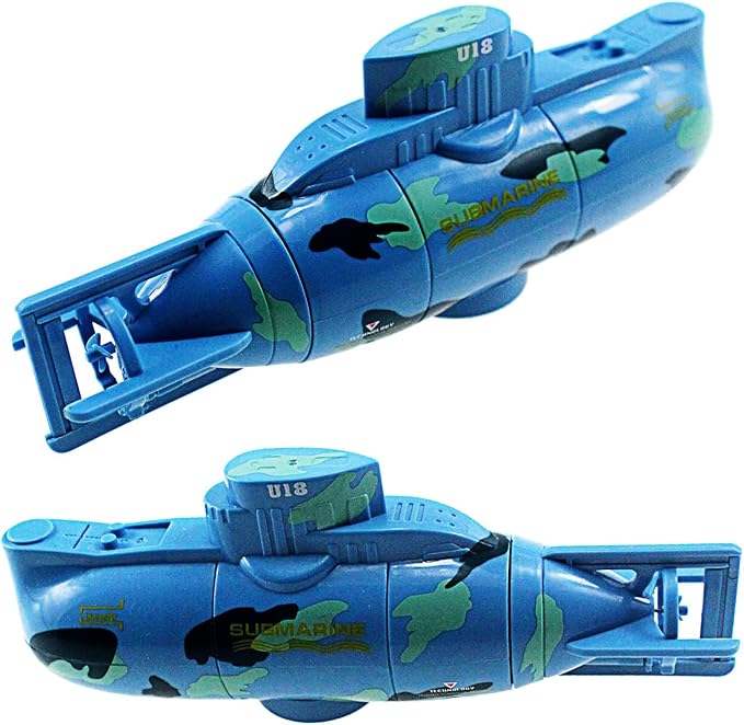 Tipmant Mini RC Submarine Toys Remote Control Boat Electric Swim Diving Fish Tank Water Tube Kids Birthday Gifts (Blue)