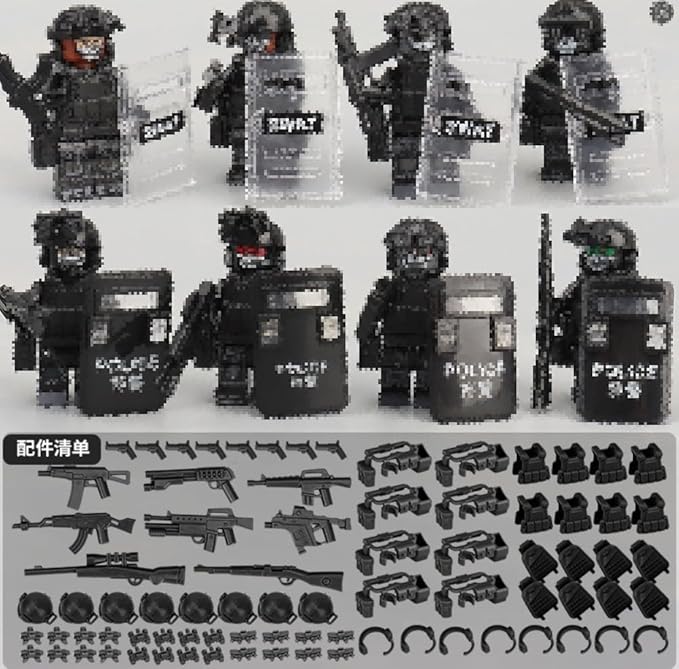 Military Scene Building Set - WW2 Military PrisonMilitary Watchtower Includes Closed Cage Halloween Jail T-Rex Scene 8 Ghost Police Figures