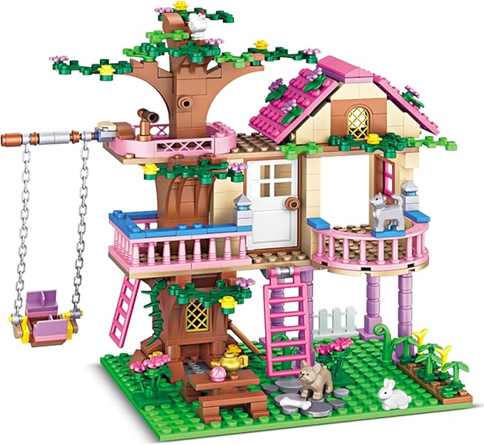 Tree House Building Set Compatible with Friends 504 PCS Forest House Building Kit Birthday Gift for Kids Girls Boys Age 6-12 Years（7652）