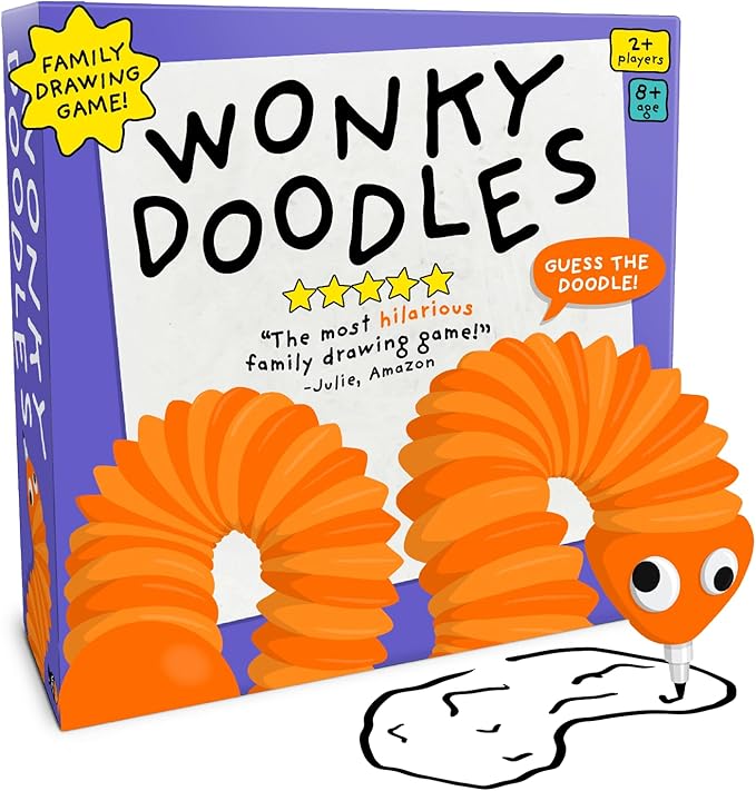 Lucky Egg Wonky Doodles – Hilarious Drawing Games for Family Game Night &amp Parties – Family Board Games for Adults with Wonky Doodler 150 Word Cards &amp Whiteboard – Best Family Games for Ages 8