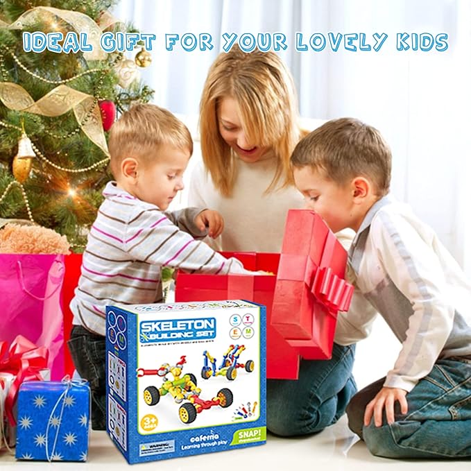 Kids Building Kit STEM Toys 110 Pcs Educational Construction Engineering Building Blocks DIY Learning Set for Ages 3-10 Year Old Boys Girls Best Gift for Children Creative Games Fun Play