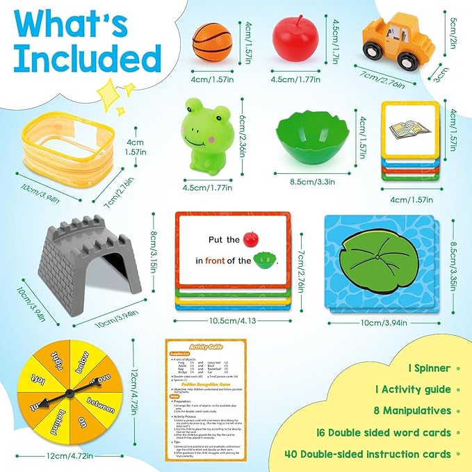 Positional Word Learning Set Toddler Board Games Manipulatives Match Games Educational Games for Kids Ages 4+ STEM Learning Activities Fine Motor Skills Speech Therapy Toys