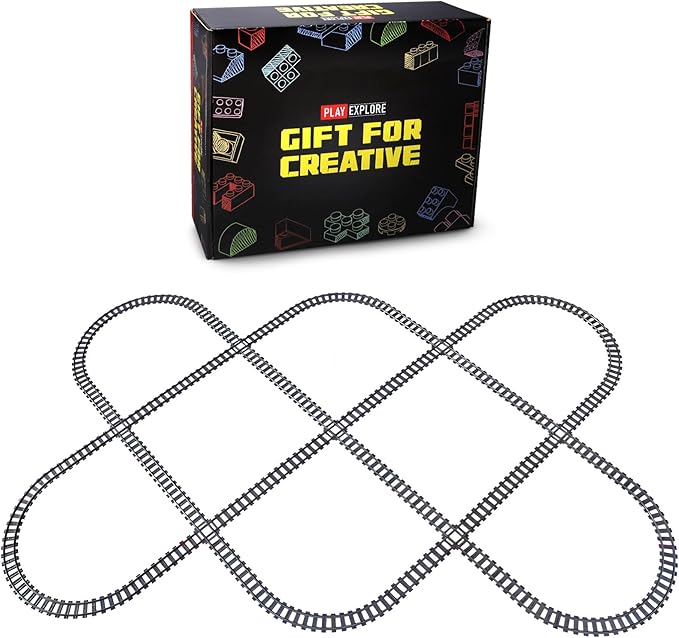 103pcs-City Train Tracks Extension Accessory Set Compatible with Major City Train Sets 60205 60238 Railroad Building Toy for Kids Gift for Train Enthusiasts-40 Curved 56 Straight 7 Crossing Rails