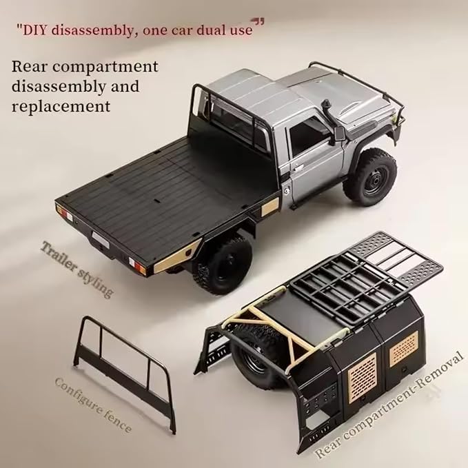 MN82S RC Rock Crawler 2.4Ghz Toyota Remote Control Truck 4WD 2 Speeds Switch RC Crawler Off-Road Pick-up with 2 Upgraded 1200mah Battery 1/12 Scale Trucks (MN82S-Black)