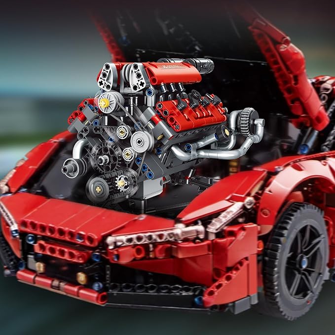 V8 Engine Model Kit That Work - 8-Cylinder Visible Engine Building Blocks Set with Motor LED Light &amp APP Control - Build Your Own Engineering Kit STEM Project for Adults &amp Kids (660 PCS)