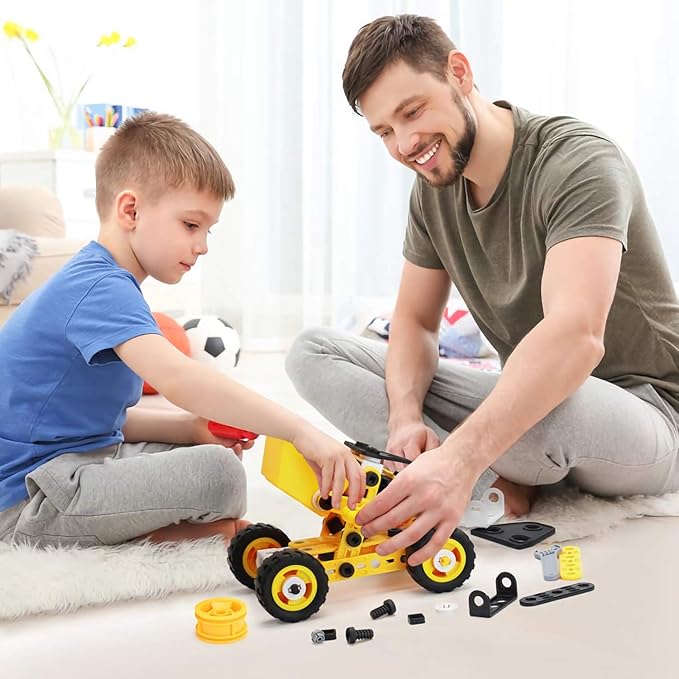 STEM Toys Kids Building Toys – 100 Piece 8-in-1 DIY Learning Construction Toy Set Educational Kids Building Toys for Boys and Girls Mechanical Engineering Gifts Sets for Ages 5 6 7 8 9 + Years Old