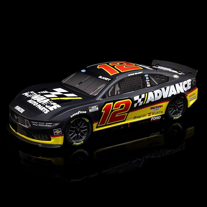 Losi 1/12 NASCAR RC Race Car Ryan Blaney No. 12 2025 Advance Auto Ford Mustang 2S AWD RTR Brushed On-Road Battery &amp Charger Included Black LOS1122512