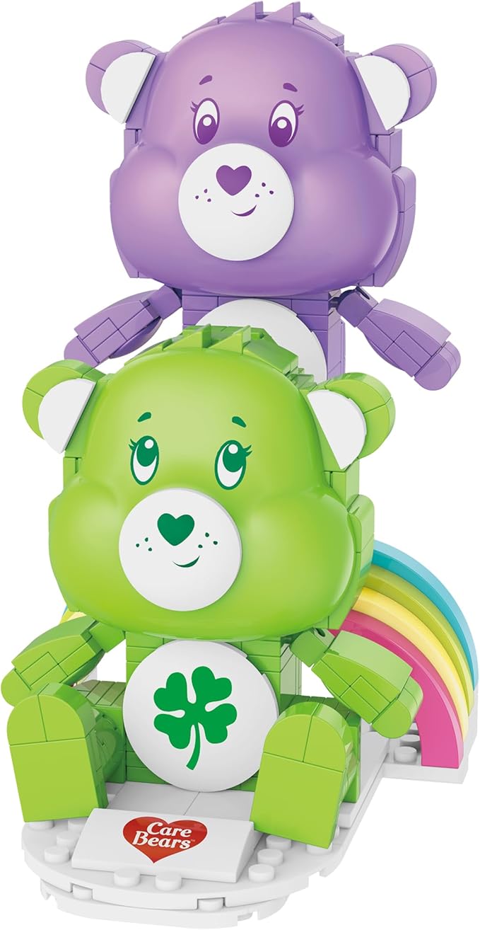 Brickcraft Care Bears Good Luck Bear &amp Share Bear Building Set 336 PCS Construction Toy for Kids Ages 8+ Collectible Rainbow Figures Gift Idea for Girls and Boys Birthday Christmas Holiday