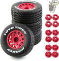 1/10 RC Short Course Truck Tires And Wheels With 12mm 14mm 17mm Hex 113mm 1/8 Rubber Tyres For 1/8 or 1/10 Scale On Road Car HSP Sonic 94102 GT PTG-2 Tamiya TT02 RC Racing Car 4PCS (Red A)