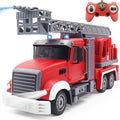 9 CH Remote Control Fire Truck Rc Fire Truck Toy Fire Truck with Lights Working Water Pump and Rotating Rescue Ladder 2.4G Firetruck Toy for Kids Boys Age 6-8 Gift