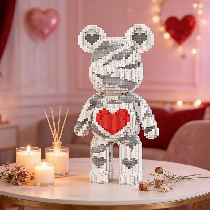Red Heart Bear Building Blocks (5300 PCS) Creative Animal Brick Set for Kids &amp Adults Micro Building Blocks Teddy Blocks Children Toys for Christmas Halloween Anniversary