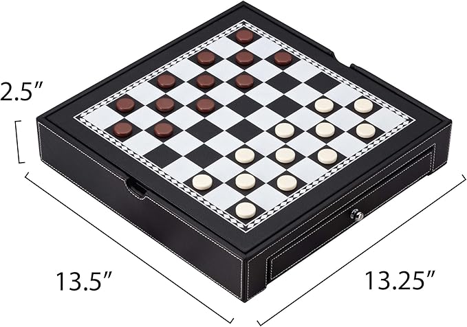 Mainstreet Classics Broadway 5-in-1 Combo Board Game Set: Chess Checkers Backgammon Chinese Checkers and Dice Games
