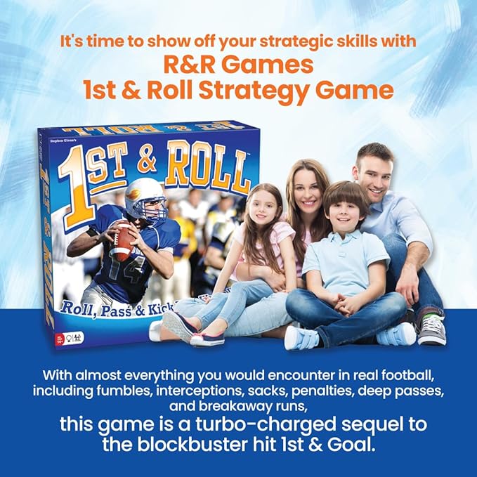 R&ampR Games 1st &amp Roll Football Board Game for Adults and Kids Ideal for Family Night