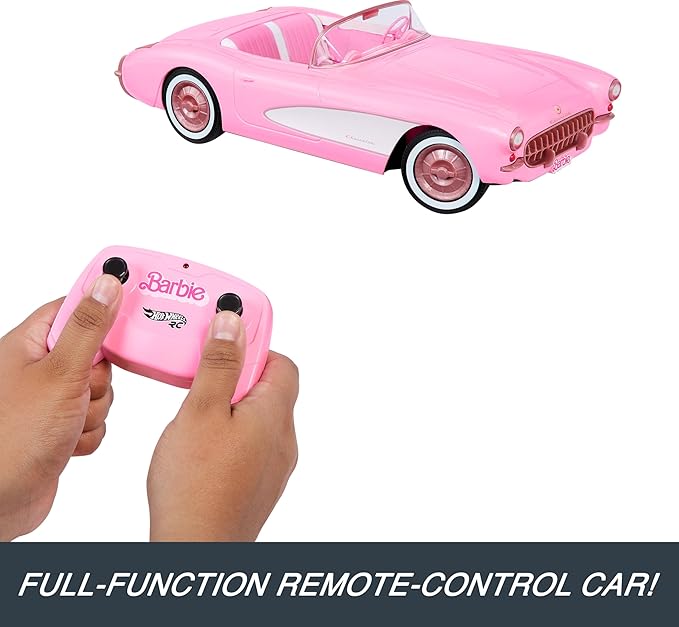 Barbie Hot Wheels RC Corvette from the Movie Full-Function Remote-Control Toy Car Holds 2 Dolls