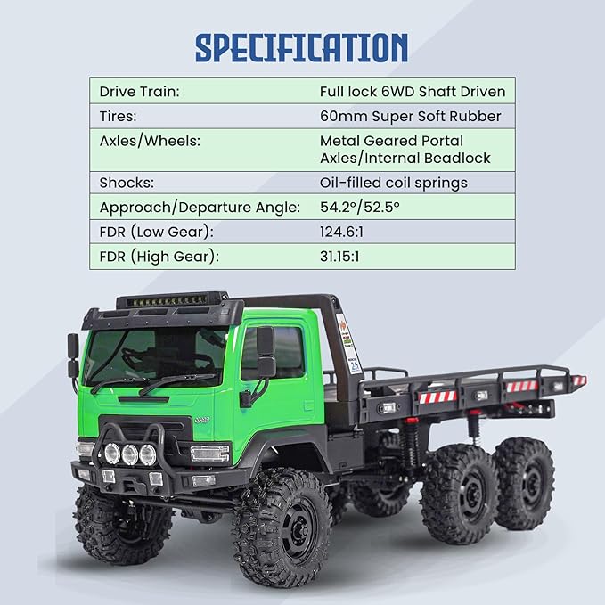 HOBBYPLUS ARKTOS V1.5 CR18P Rock Crawler RTR All Terrain - Remote Control Car Rock Crawler 1/18 Scale 6WD 2 Speed Transmission Off Road for Adults RC Hobbyists (Green)