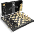 Wegiel Imperator 21-Inch Luxury Wooden Chess Set for Adults and Kids - Handcrafted from Premium Beech and Birch Wood - Unique Folding Design with Chess Piece Storage BlackImperator - Black