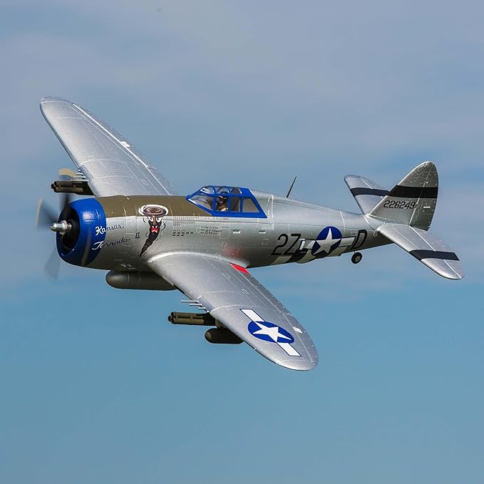 E-flite RC Airplane P-47 Razorback 1.2m BNF Basic-Transmitter Battery and Charger Not Included EFL08450 Airplanes B&ampF Electric