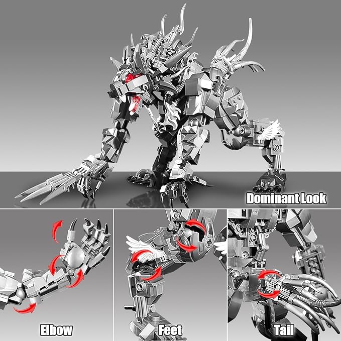HIGH GODO Werewolf Mech Building Set for Adults Wolf by Night Monster Model Building Blocks Kit with Base for Home Display Creative Christmas Birthday Toys Gifts for Teens 14+ 813 Pieces