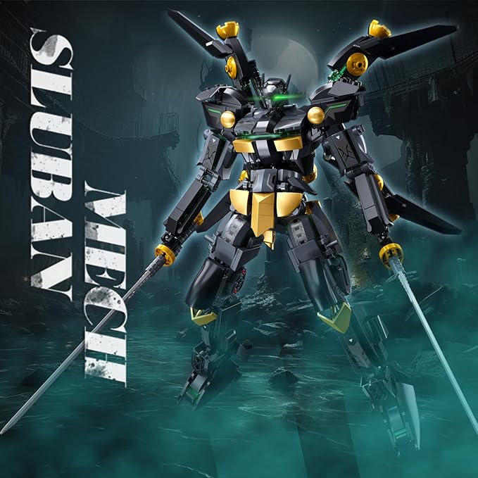 Mech Building Sets Black Robot Mecha Building Kit with Two Knife Collectible Gift for Teens Boys 8+ Compatible with Lego Mech Set 534 PCS