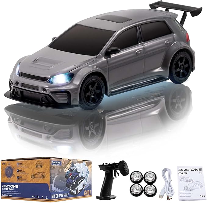 Fairrc 1/43 Scale Mini Drift RC Car 2.4GHz High Speed 4WD Drift Car for Adults RTR (Gray)