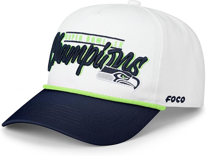 FOCO Seattle Seahawks NFL Super Bowl LX Champions Monty Script Marquee RF Cap