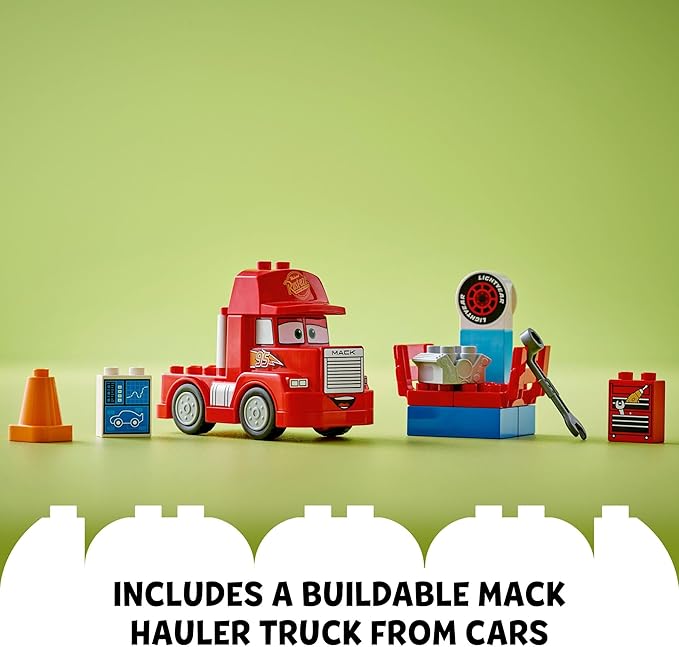 LEGO Disney Pixar Mack at The Race Cars Toys - Pixar Cars Birthday Gift for Toddlers Preschool Boys &amp Girls Ages 2+ - Educational Building Toys Set - 10417