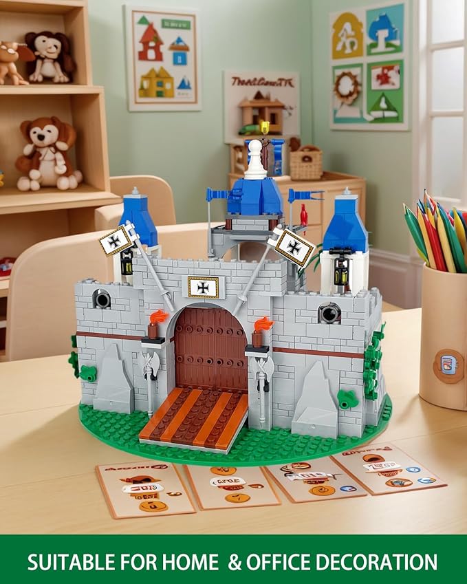 Medieval Knight Castle Building Blocks Set – Comes with 12 Knights Figures  Compatible with Lego Medieval Town Square House Toys  for Adults &amp Children Ages 6+