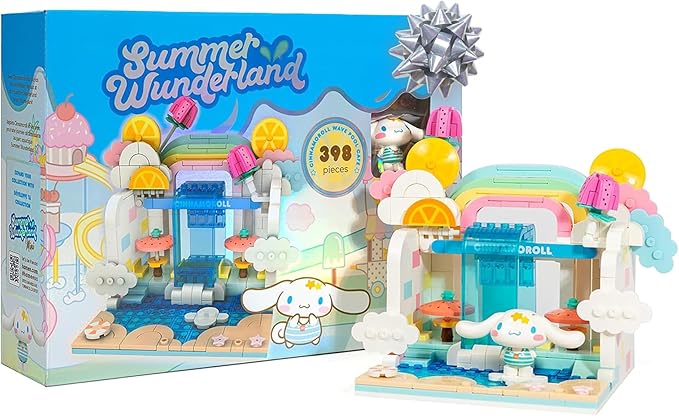 Hamee Sanrio Hello Kitty and Friends ‘Summer Wunderland’ Cute Water Theme Park Building Block Set Birthday Gift Party Favor Stress Relief Collectible Toy Compatible with Lego Block – Cinnamoroll