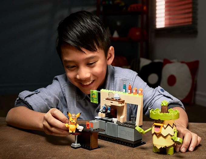 Mega Construx Pokemon Detective Pikachu Hi-hat Café Construction Set with Character Figures Building Toys for Kids (328 Pieces)