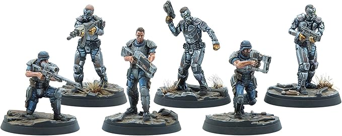 Modiphius Entertainment Ltd Fallout Wasteland Warfare: Enclave-Assault Force - 6 Miniatures 32mm Unpainted Quality Resin Figures Capital Wave RPG