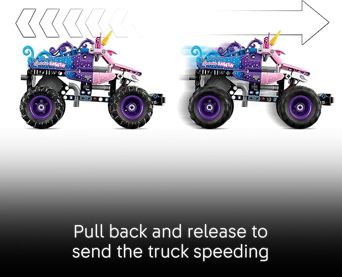 LEGO Technic Monster Jam Sparkle Smash Pull-Back Truck Toy for Boys &amp Girls - Monster Truck Building Toy W/Pull-Back Racing Action for Kids Ages 7+ - Gift Idea for Birthdays - 42220