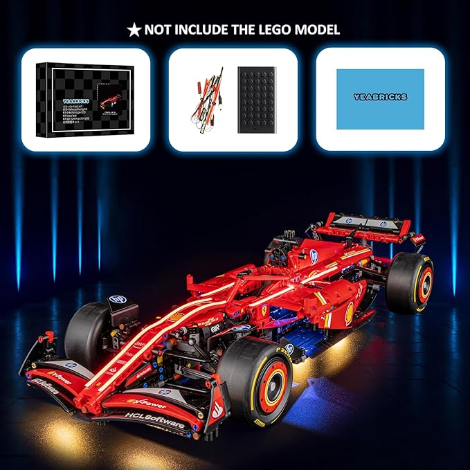 YEABRICKS LED Light for 42207 Technic Ferrari SF-24 F1 Car Building Blocks Model (Building Set NOT Included)