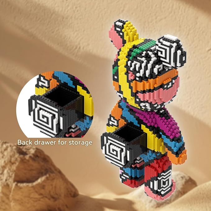 HOOLEDAY Animal Colorful Bear Micro Building Blocks Set (5900 PCS) Bear Bricks Set Personalized Decoration Creative Home &amp Office Decor