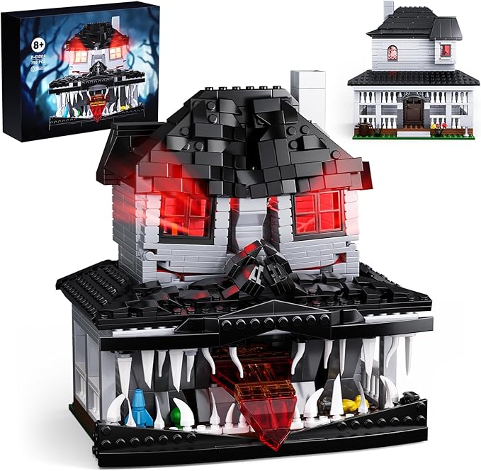 Monster House Building Block Set Horror Haunted House Film Creative Toys Set with Light Compatible with Lego Gift Decoration for Fans 12+ Boys Girls Adult in Halloween Birthday(750 PCS)