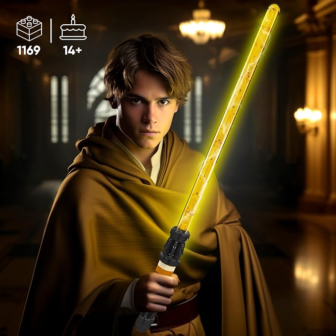 Mould King 10238 Lightsaber Building Set with Stand Rechargeable LED Light Sword for Adult Birthday Thanksgiving Xmas Toys Gift Halloween Cosplay (1169 Pieces)