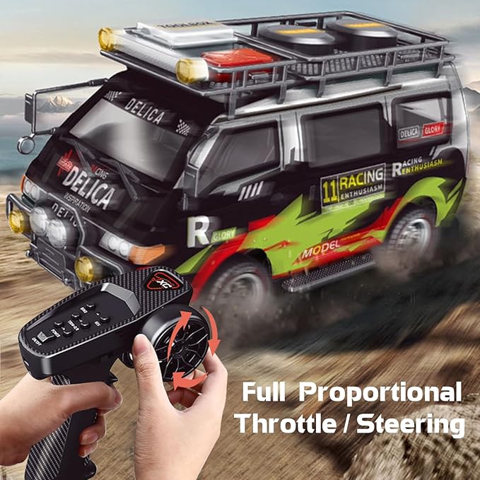 1/24 RC Crawler 4WD Delica RC Car W/ 2.4GHz Remote Mitsubishi RTR Offroad RC Truck for Adults Hobby Gifts Toys (Black)