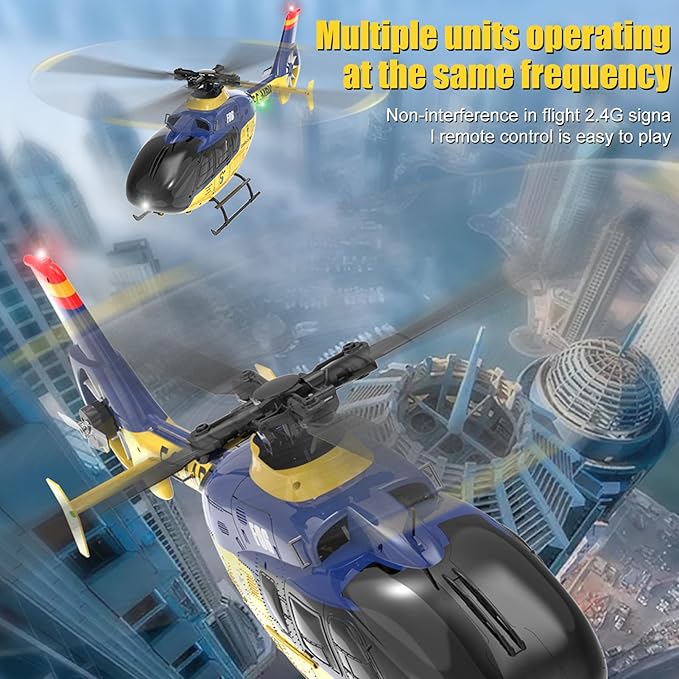 F06 Remote Control Helicopter 6-Axis Gyro RC Helicopter with Brushless Motors Altitude Hold Optical Flow Positioning Function and LED Lights 2.4GHz Mini Aircraft Toy for Teens Adults