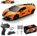 Remote Control Car RC Drift Car 1:16 Scale 4WD 18KM/H High Speed Model Vehicle 2.4GHz with LED Lights Spray Rubber Tire Racing Sport Toy for Adults Boys Girls Kids Gift 2Pcs Rechargeable Batteries