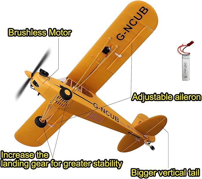 Large Brushless Remote Control Plane XK A160 RC Aircraft Glider J3 6-Axis Gyroscope 5-Channel 3D Stunt Somersault Flight 6 AXIS Gyro for Beginners Adults Expert