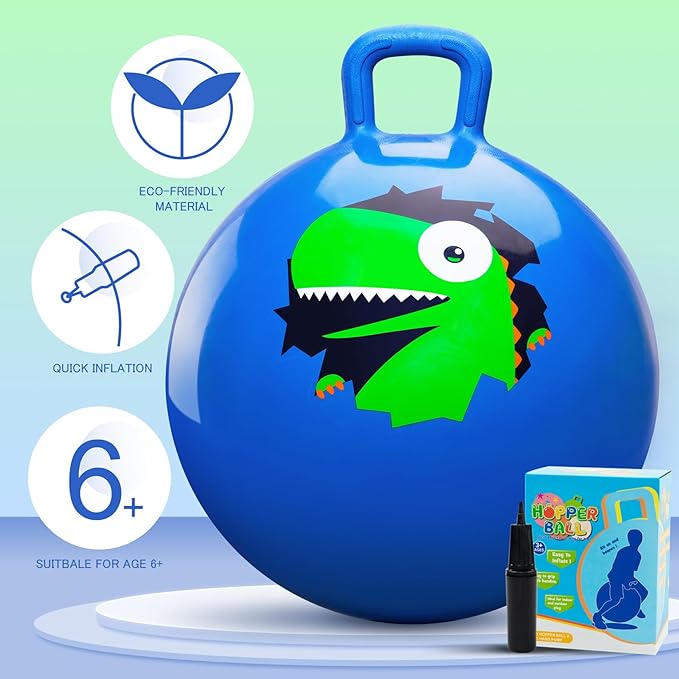 PlayZap Hopper Balls for Kids 6-12 20 Inches Bouncy Ball with Handle 20 Inflatable Bouncing Hopper 50cm Jumping Toys Garden Hopping Toys Girls Boys Gifts