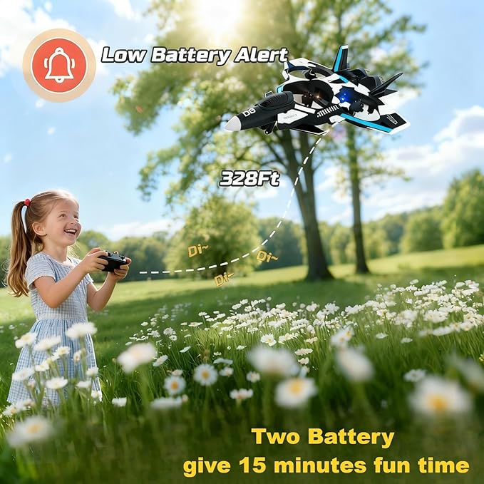 F47 RC Fighter Drone for Kids Remote Control Airplane with Altitude Hold RC Jet Drone Toy with LED Lights Easy to Fly RC Airplane for Beginners Boys Girls