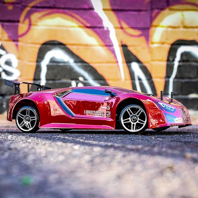 Redcat Racing Lightning EPX RC Drift Car 1/10 Scale 4WD with 2.4GHz Radio 19T Brushed Motor Tunable Suspension Remote Control Car with Battery and Charger - Metallic Red