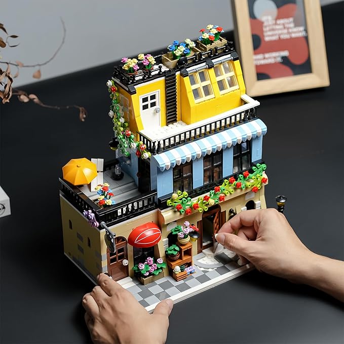 ENJBRICK Flowers City Hotel House Building Kit for Adutls Creator Building Toy Set with Apartmant and Shops for Girls and Adults 1464 pcs